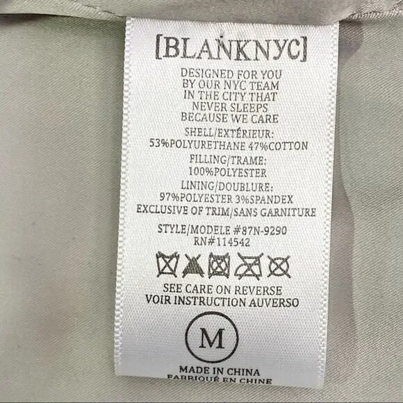 BlankNYC Moto Faux Leather Jacket Womens Size M Gray Lacing Fringe Zip Front - Picture 13 of 16